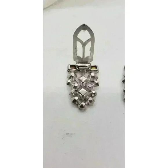 Vintage DUETTE Style Brooch Shoe Fur Collar Clips 1940 Clear Rhinestone - Picture 7 of 10